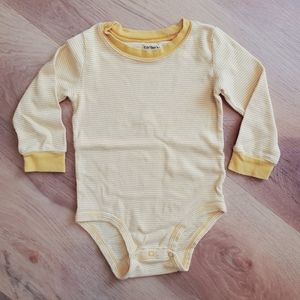 Carter's EUC 18M Vintage Golden Stripe Long-Sleevw Bodysuit • Unisex Boy/Girl
